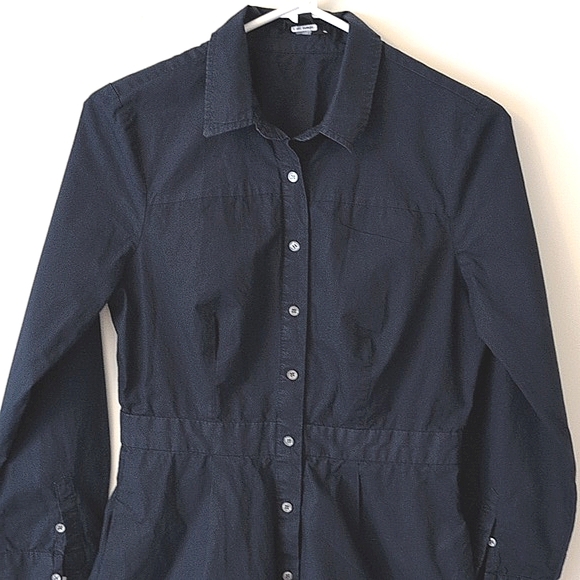 J. Crew Women's 100% Cotton Midi Shirt Dress Navy Blue Size 8 Classic Preppy - Picture 3 of 8